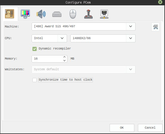 PCem Configuración CPU y Motherboard