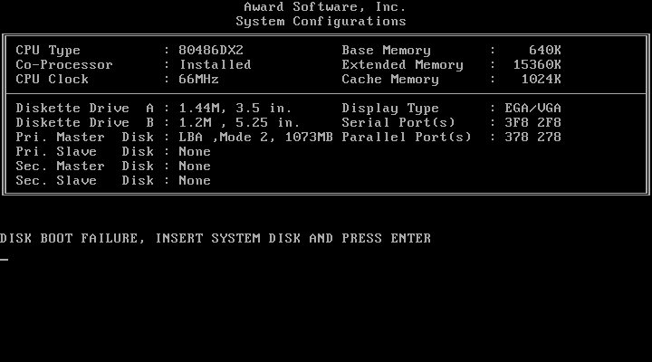 Tenemos la máquina andando pero sin sistema operativo
